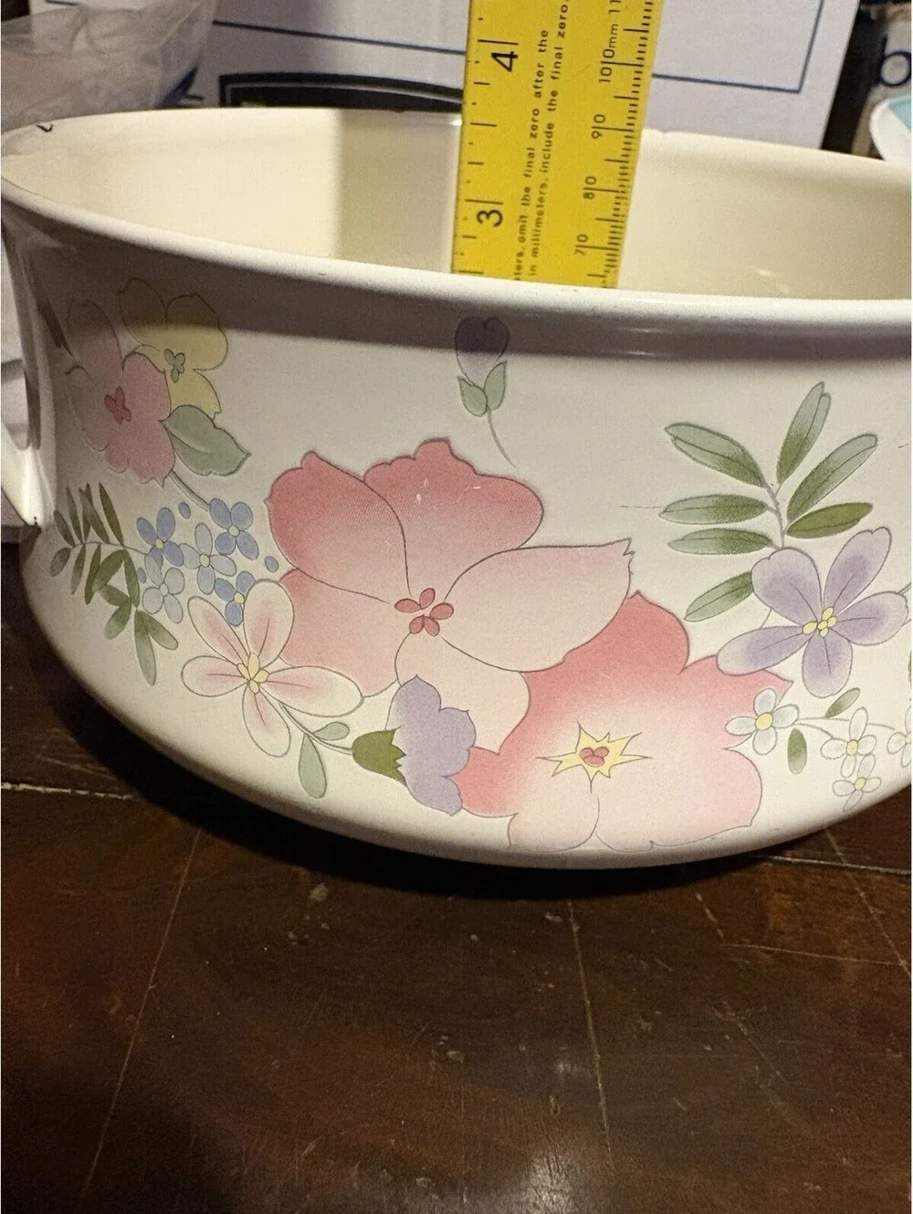 Kobe Cookware Japan Enamel Floral 3 QT Casserole Dish with Lid Vintage